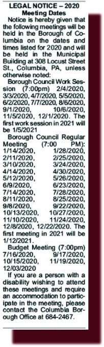 2020 meeting dates